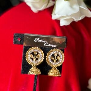 Antique gold polish earrings small jhumki style